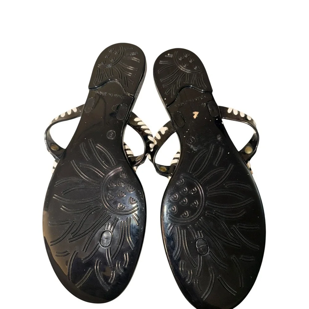 Jack Rogers Jelly Sandals Sz 9 Black White Tropical Boho Comfy Stylish